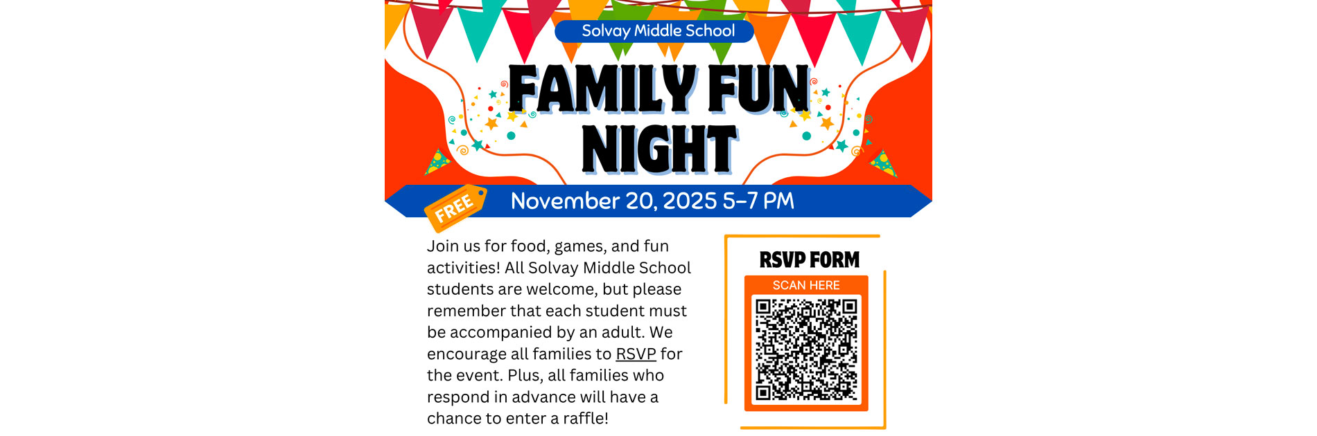 click here to learn more about Solvay Middle School Family Fun Night, November 20, 2025 5-7 PM